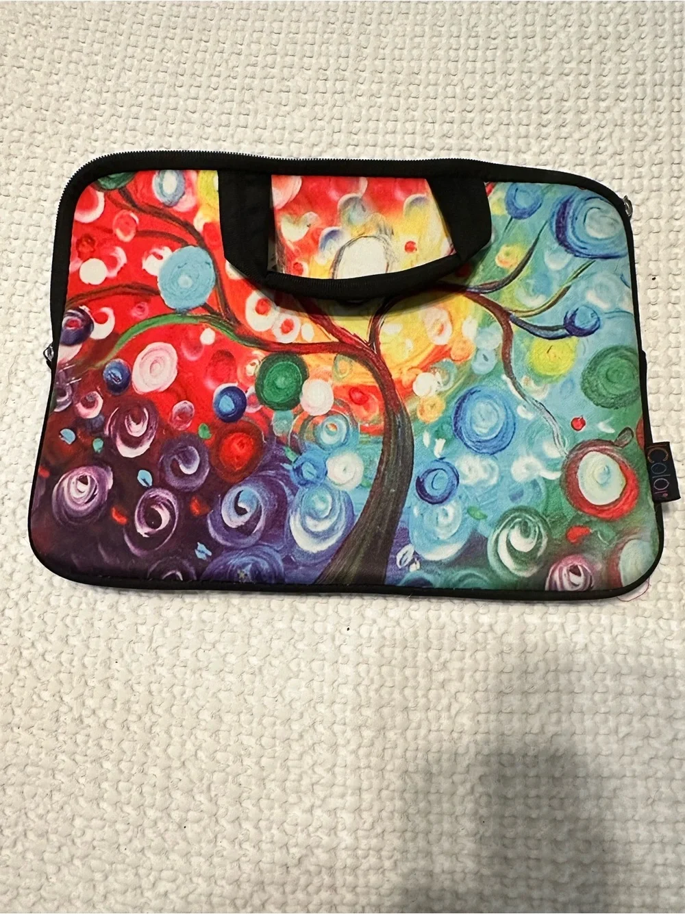 1Xor Colorful Swirl Tree Laptop Sleeve in Neoprene with Zipper & carrying Handle